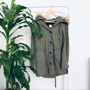 Gap army green Sherpa fleece parka